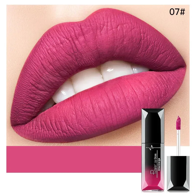 Pudaier 21 Couleurs Nude Velvet LipGloss Waterproof Sexy Matte Rouge à lèvres liquide Hydratant Gloss à lèvres Maquillage Beauté Cosmétiques