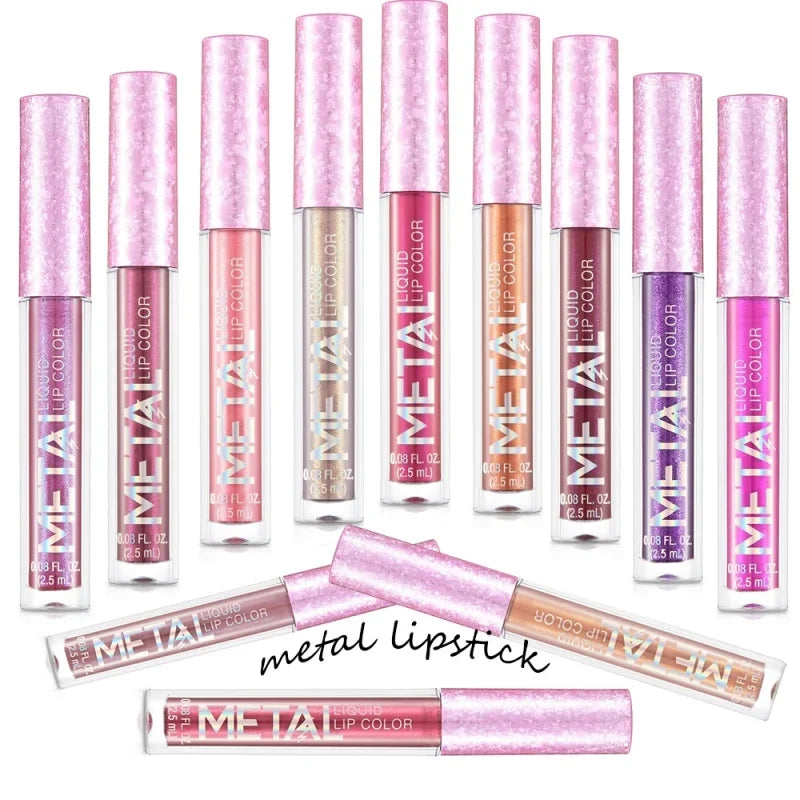 Rouge à lèvres liquide métallisé pailleté, waterproof, brillant et scintillant, teinte effet métallisé, gloss longue tenue, maquillage beauté