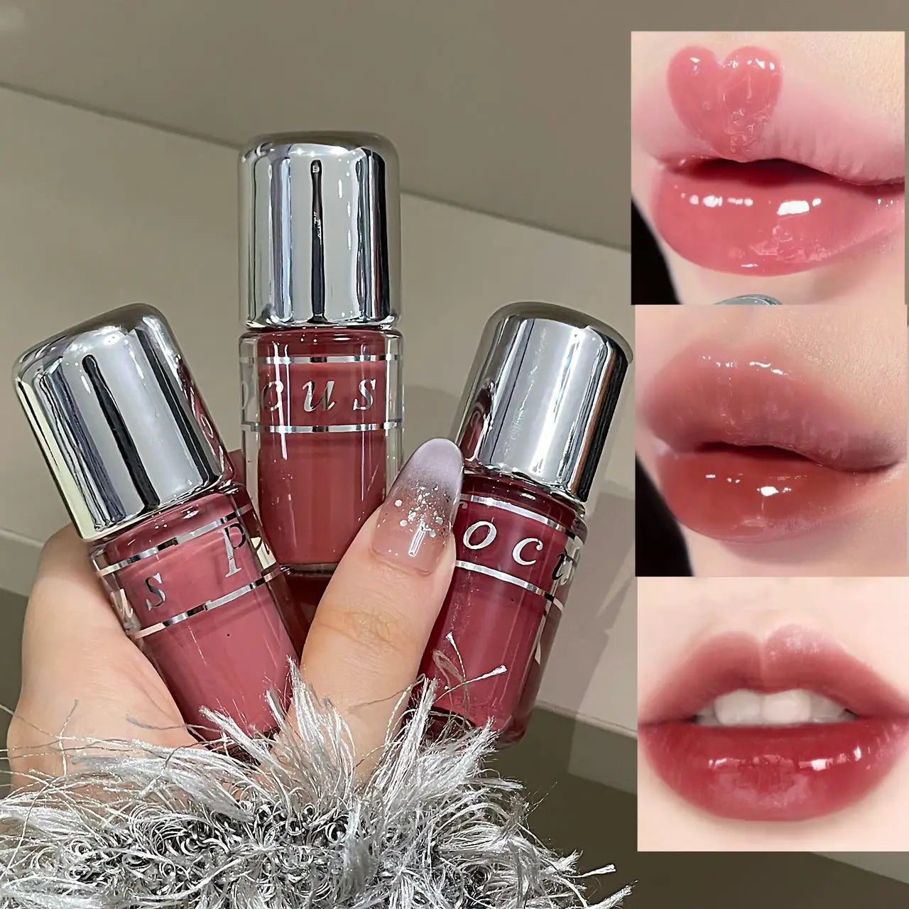 Gloss à lèvres photosensible, longue tenue et hydratant, couleur intense, rouge à lèvres liquide automne-hiver, soin des lèvres, cosmétique femme, cadeau Saint-Valentin ou Noël