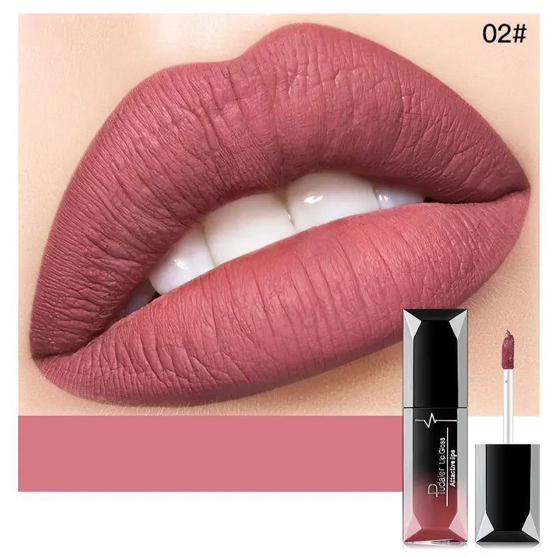 Pudaier 21 Couleurs Nude Velvet LipGloss Waterproof Sexy Matte Rouge à lèvres liquide Hydratant Gloss à lèvres Maquillage Beauté Cosmétiques