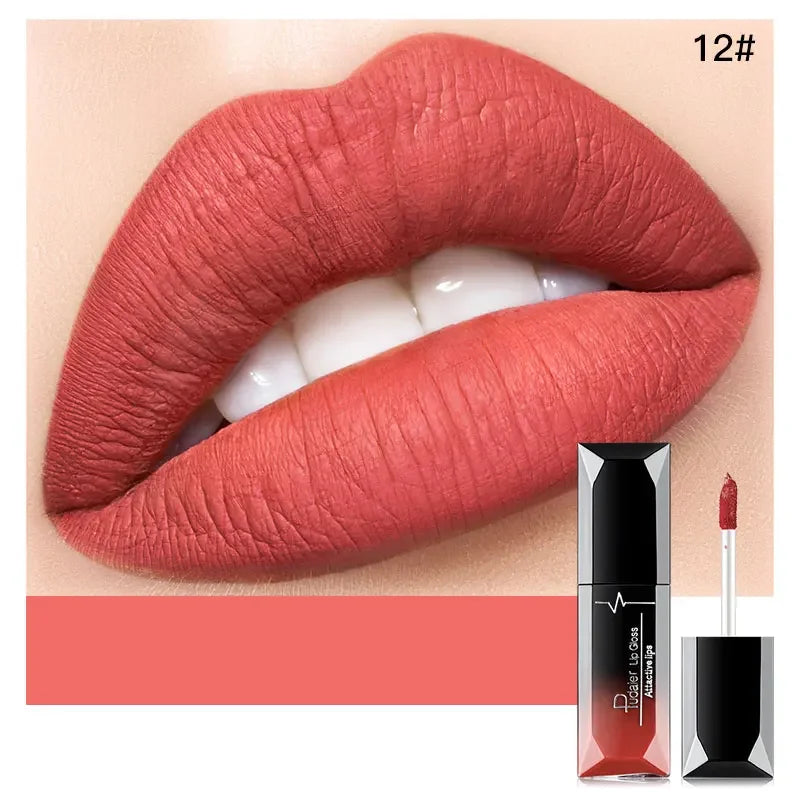 Pudaier 21 Couleurs Nude Velvet LipGloss Waterproof Sexy Matte Rouge à lèvres liquide Hydratant Gloss à lèvres Maquillage Beauté Cosmétiques