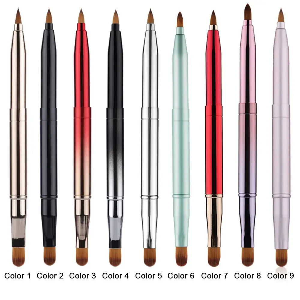 Pinceau à lèvres rétractable, outil de maquillage portable, avec capuchon de protection, pour les yeux et les lèvres.