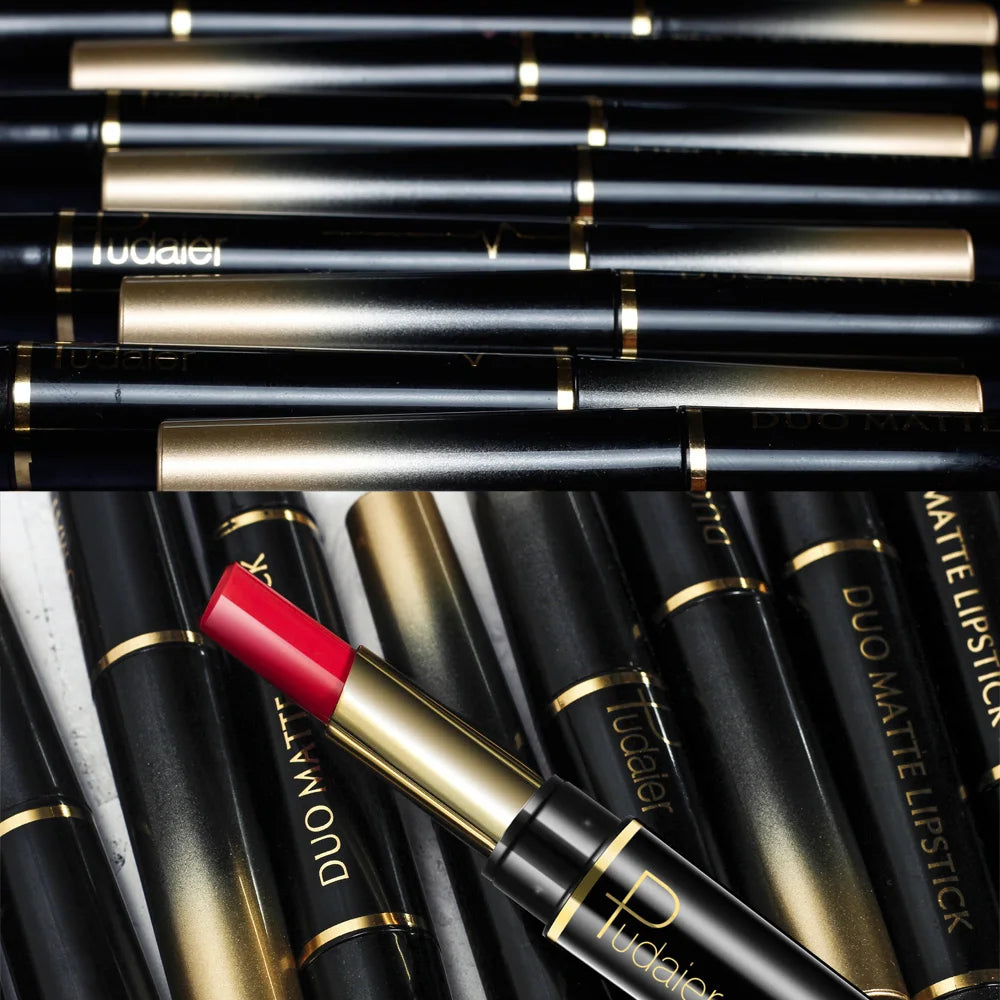 Pudaier Maquillage Rouge à lèvres mat 2 en 1 et crayon à lèvres Nude Baume à lèvres crème mat