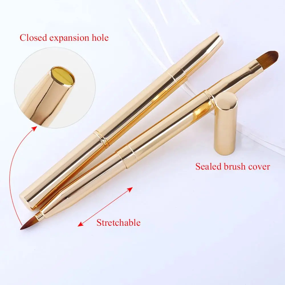 Pinceau à lèvres rétractable, outil de maquillage portable, avec capuchon de protection, pour les yeux et les lèvres.