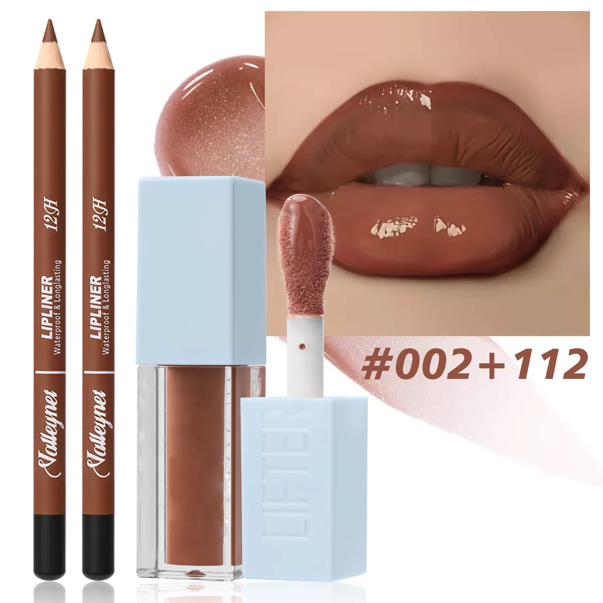 Ensemble de 2 pièces : crayon à lèvres + huile à lèvres, rouge à lèvres mat velours - Kit maquillage longue tenue et waterproof. Tutoriel maquillage.